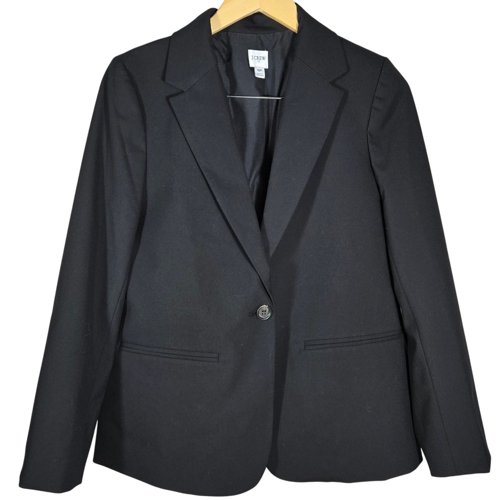 J.Crew Womens Blazer Black Single Button Petite 6P BO598 SP23